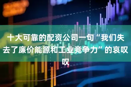 十大可靠的配资公司一句“我们失去了廉价能源和工业竞争力”的哀叹